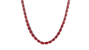 Red Coral Tennis Necklace in Sterling Silver