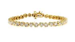 50 ct. t.w. Diamond Heart Tennis Bracelet in 18kt Gold Over Sterling