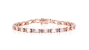 8.00 ct. t.w. Morganite and .59 ct. t.w. Diamond Tennis Bracelet in 14kt Rose Gold