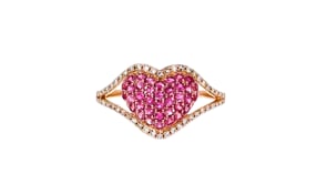 60 ct. t.w. Pink Sapphire and .20 ct. t.w. Diamond Heart Ring in 14kt Rose Gold
