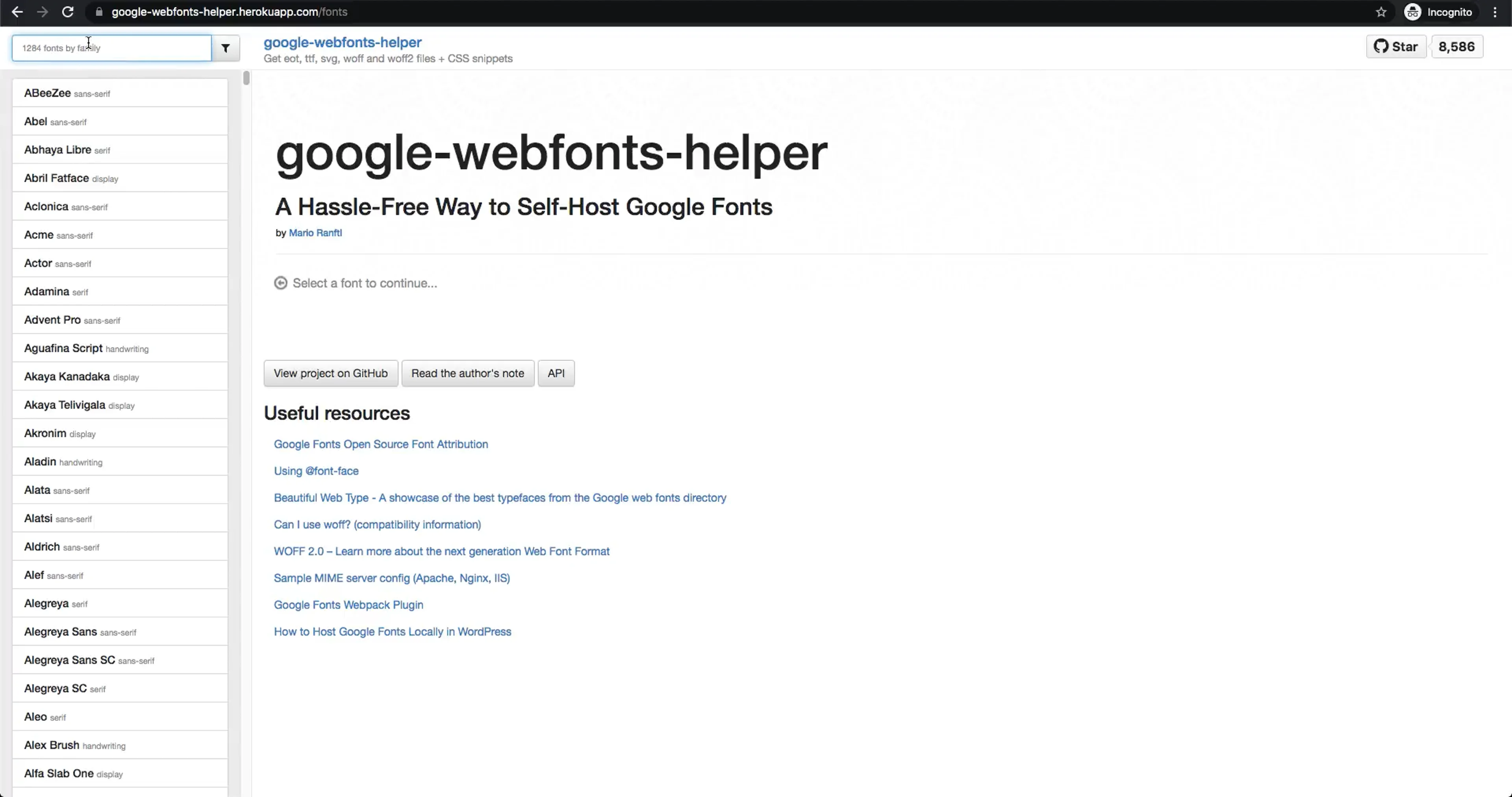 Video showing how to download woff/woff2 fonts using Google Web Fonts Helper