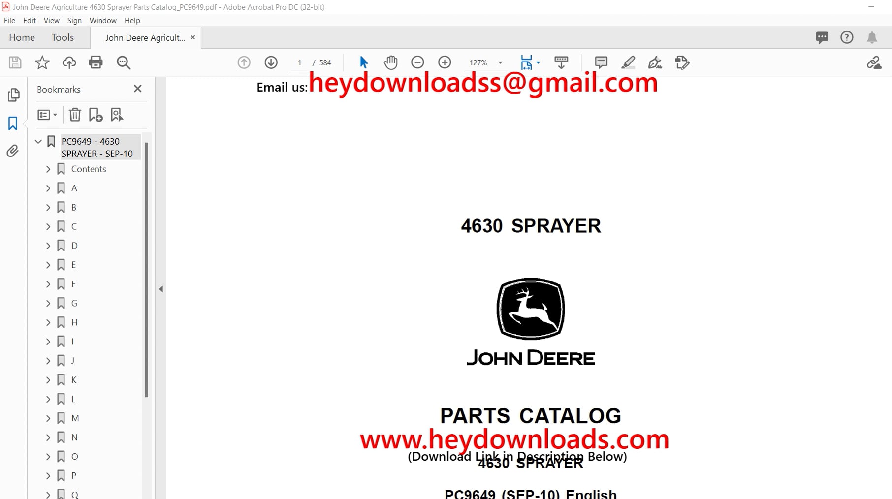 John Deere Sprayer Parts Catalog