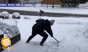 High School Athletes Shovel Snow as Workout