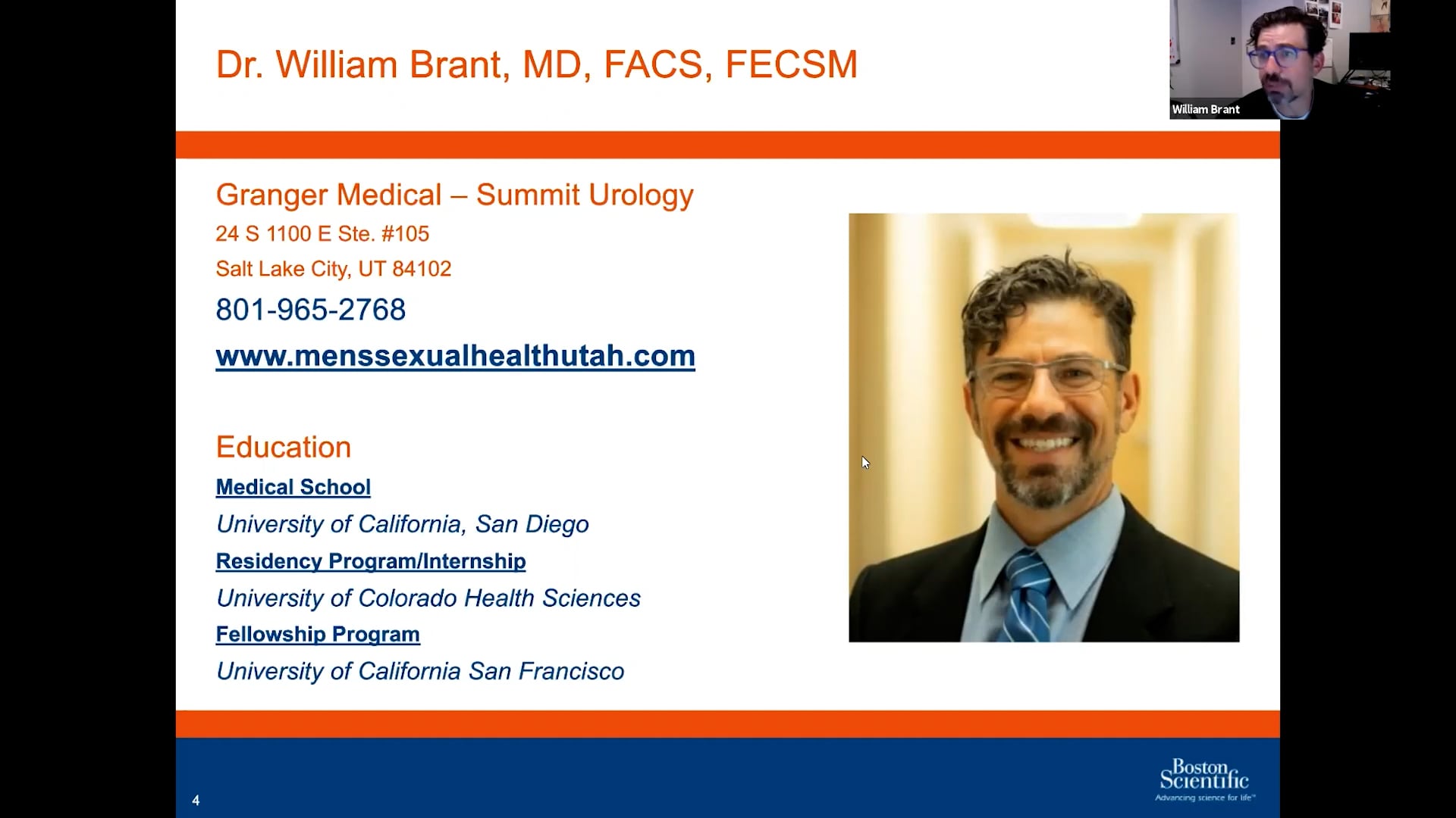 Dr. William Brant MD FACS FECSM Signs Symptoms Treatment Options for ED SUI