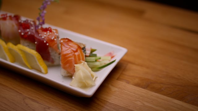 Japanese authentic roll presentation. Authentic Japanese sushi is prepared by an expert chef. 