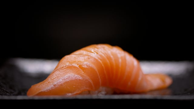 Medium Salmon brushed to perfection. Authentic Japanese sushi is prepared by an expert chef.