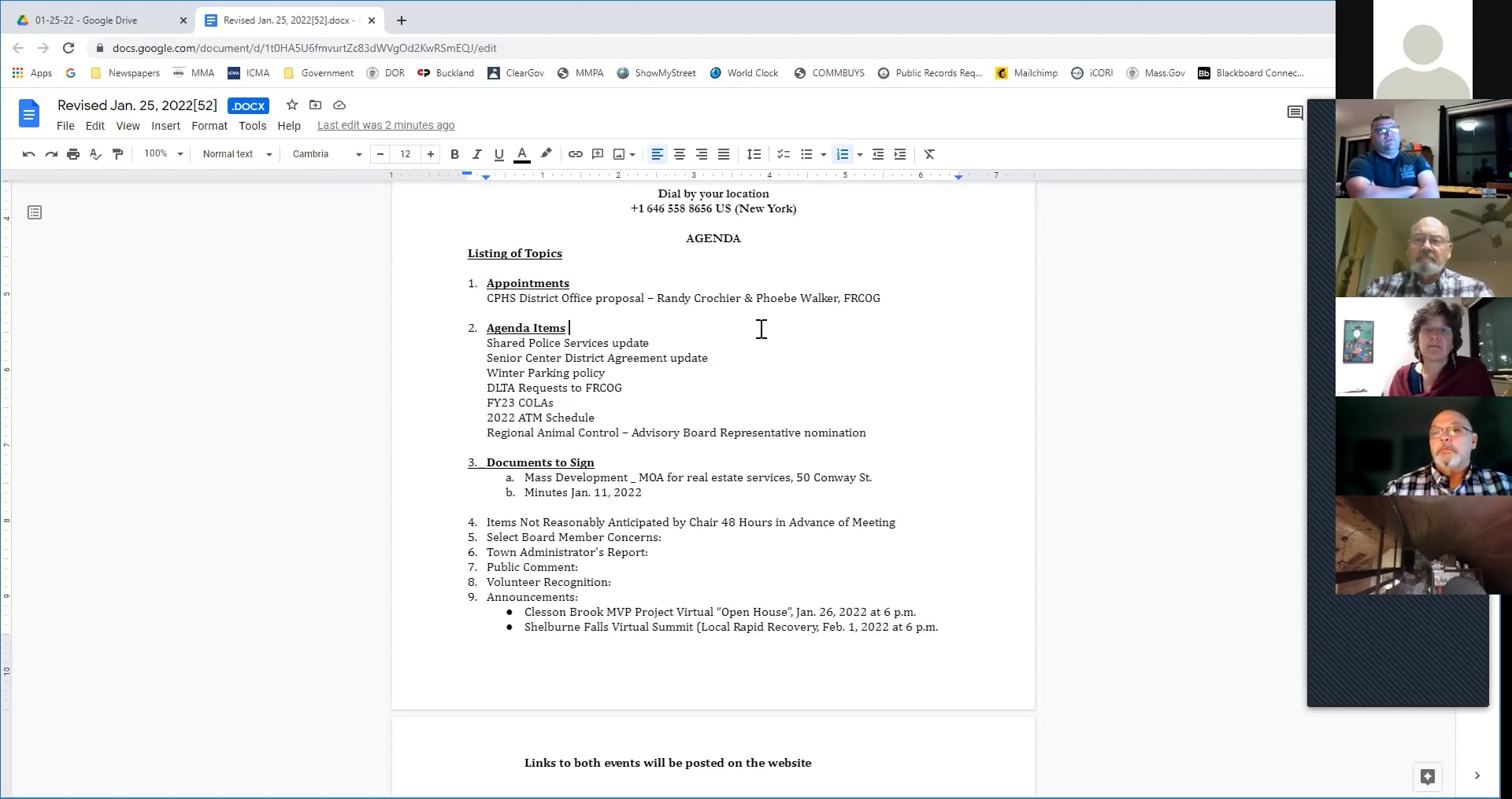 Buckland Select Board Jan. 25, 2022 on Vimeo