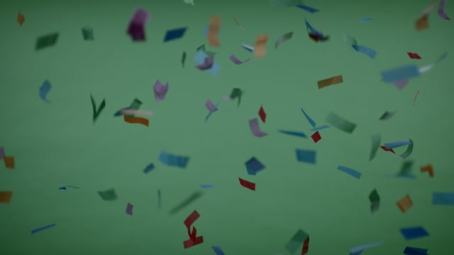 Confetti on green screen. Element for a VFX shot. 