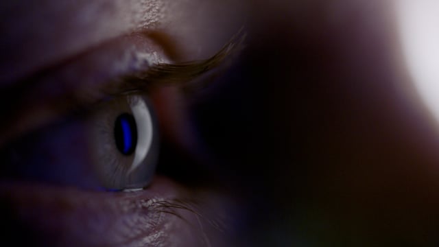 Footage of a human eye.
