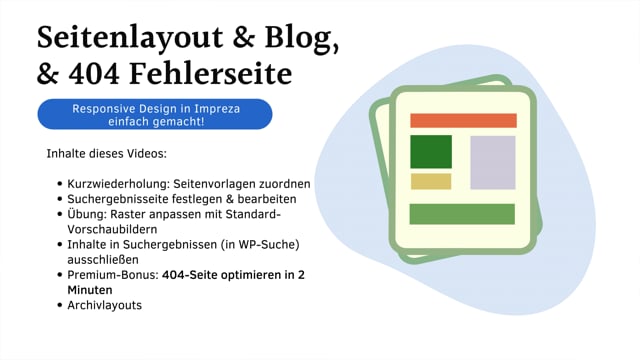 Seitenlayout, Blog & 404 Fehlerseite