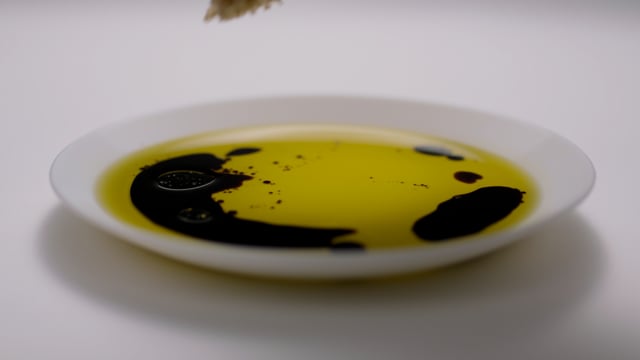 Vinegar mixing with Oil. Italian appetizer. 