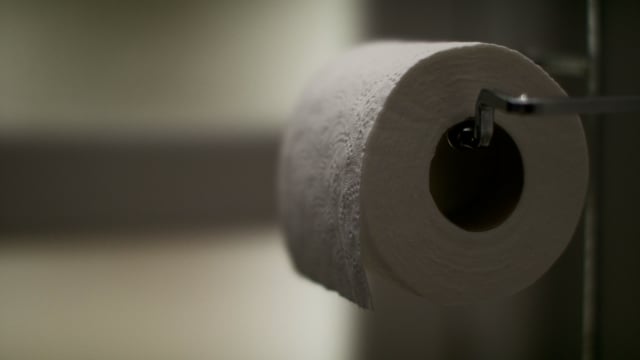 Toilet paper on a roll.
