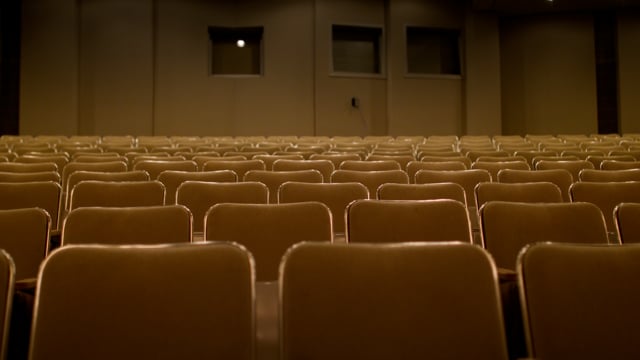 Concert hall seats moments before the doors open for a live performance.