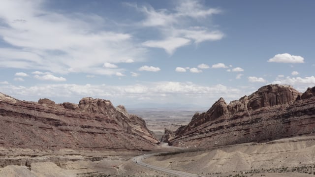 Utah landscape. Open American roads winding through the red rocks. 