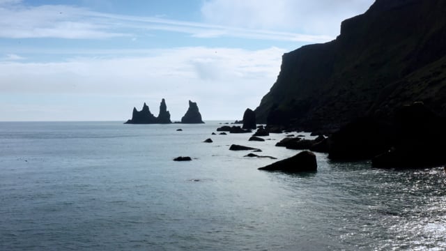 Epic natural rock formation off the coast of Iceland. 