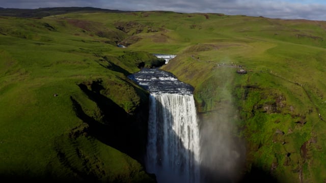 Cinematic and powerful waterfall. Pure clean untouched natural. Iceland's natural wonders.