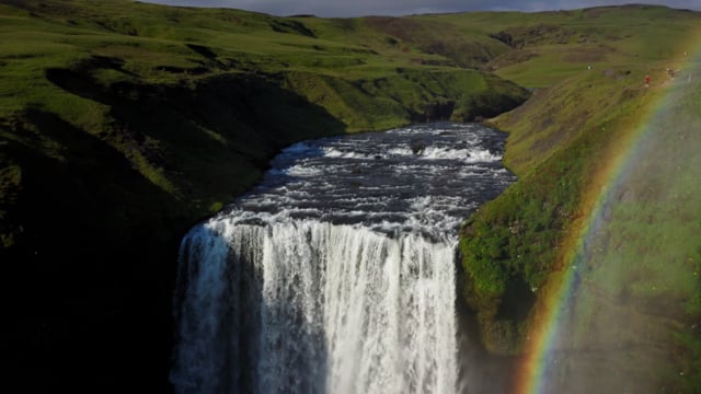 Powerful waterfall. Pure clean untouched nature. Iceland's natural wonders.