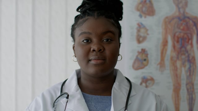 Portrait of a young black female doctor. 