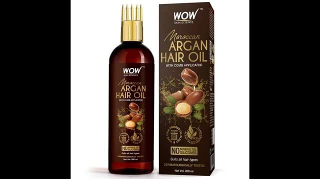 WOW Skin Science Moroccan Argan Hair Oil with Comb Applicator - Cold Pressed -