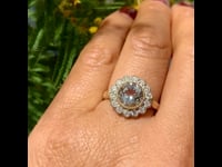Aguamarina, diamante de talla brillante, anillo de 14 ct 12955-8079