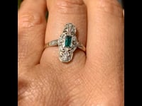 Anello con diamante, smeraldo, 18 ct 13208-5079