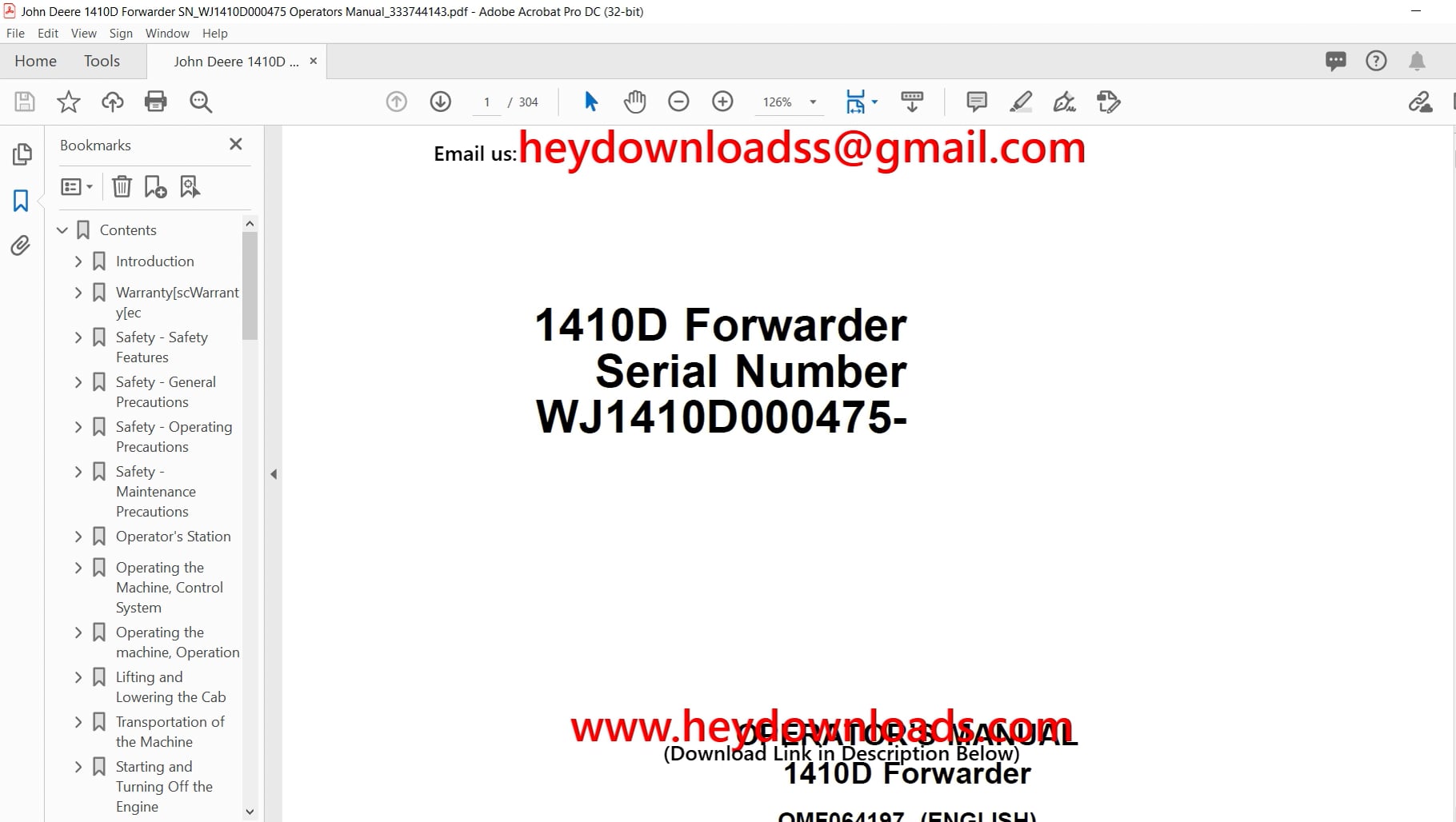 John Deere 1410D Forwarder Operators Manual - PDF DOWNLOAD on Vimeo
