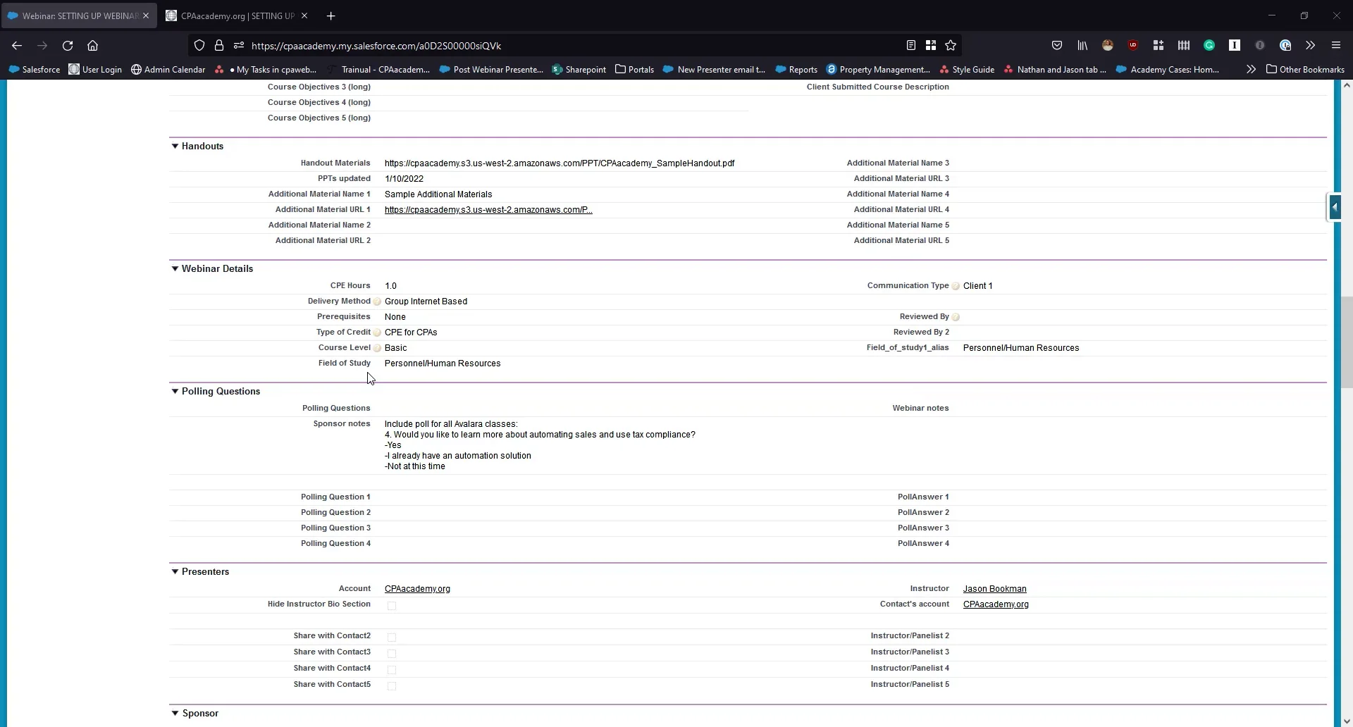 Webinar Details Section on Vimeo