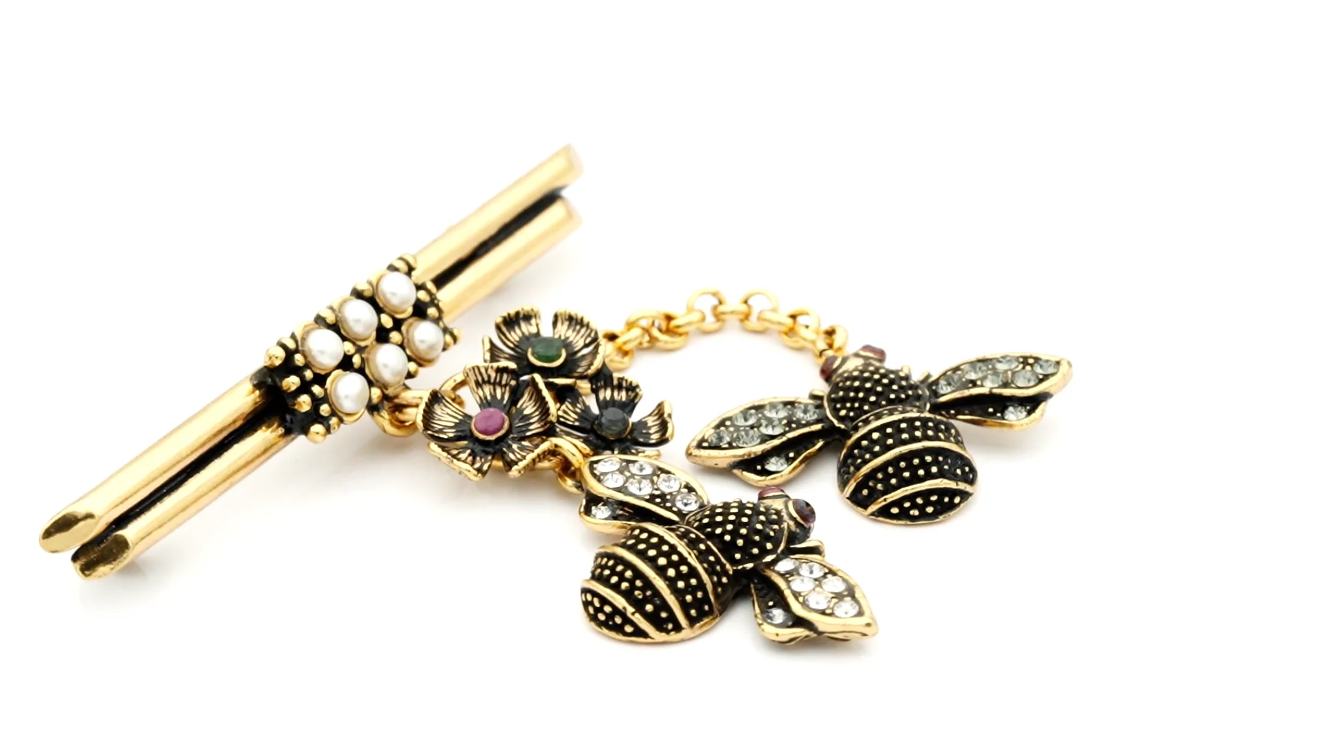 小物 bee Vintage Topaz Cabochon Bee Beetle Bug Brushed Engraved Body Tack