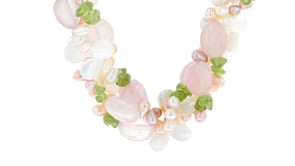 4-5mm Multicolored Cultured Pearl and Multi-Stone Torsade Necklace with Sterling Silver