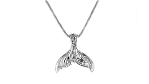 Sterling Silver Bali-Style Whale Tail Pendant Necklace