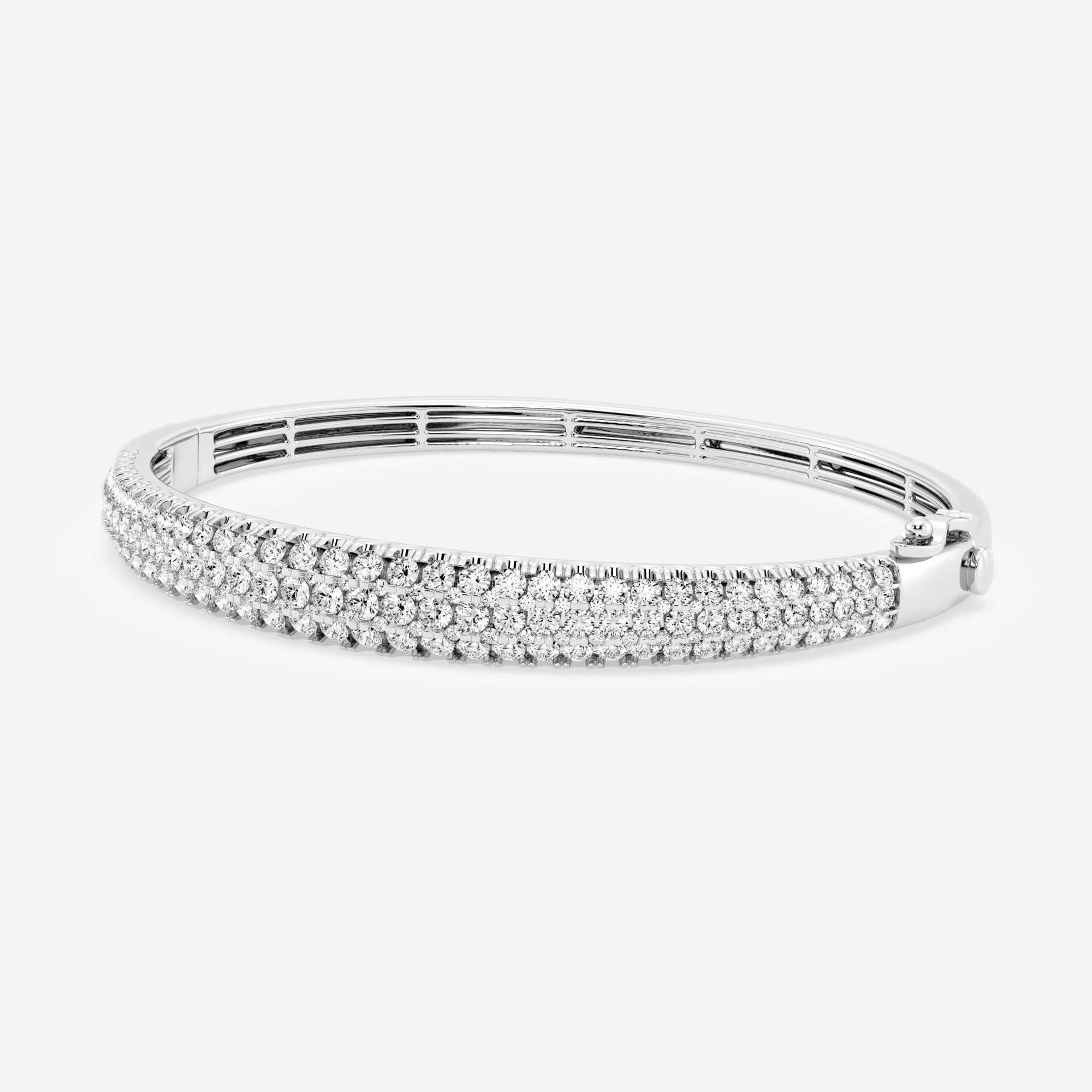 product video for 5 ctw Round Lab Grown Diamond Three Row Bangle Bracelet - 7 Inches