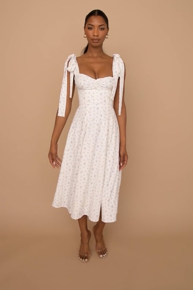 Vejfremstillingsproces Standard Adelaide Clothing : Midi Dresses : 'Alicia' White Floral Midi Sundress