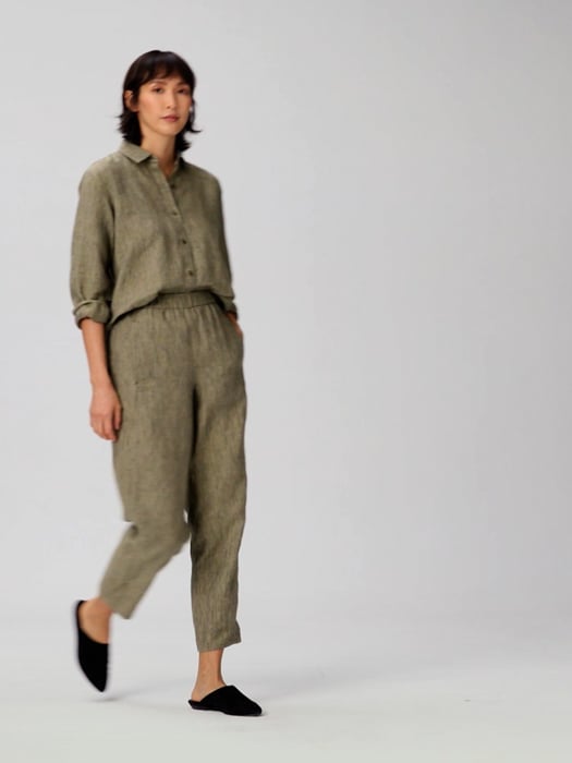 Washed Organic Linen Delave Lantern Pant