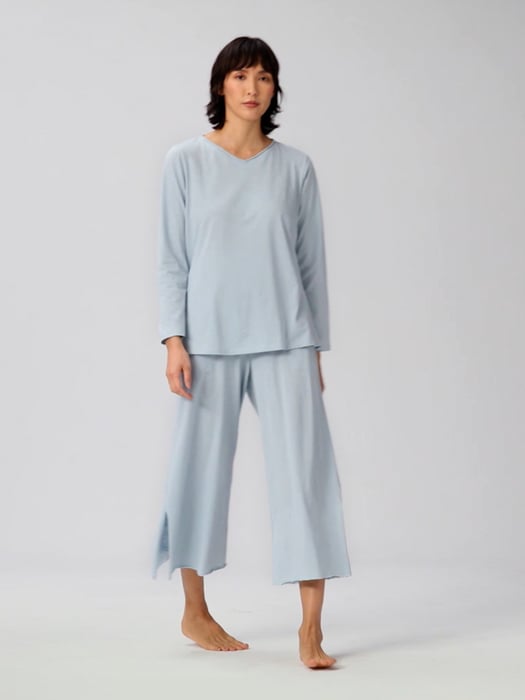 Slubby Organic Cotton V-Neck Sleep Top | EILEEN FISHER