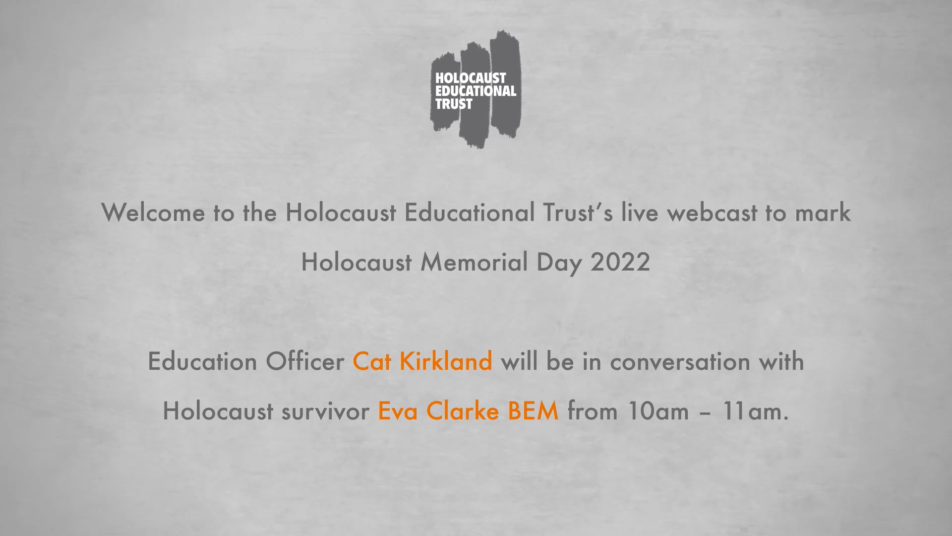 Holocaust Memorial Day 2022 Webcast with Eva Clarke BEM | Videos ...