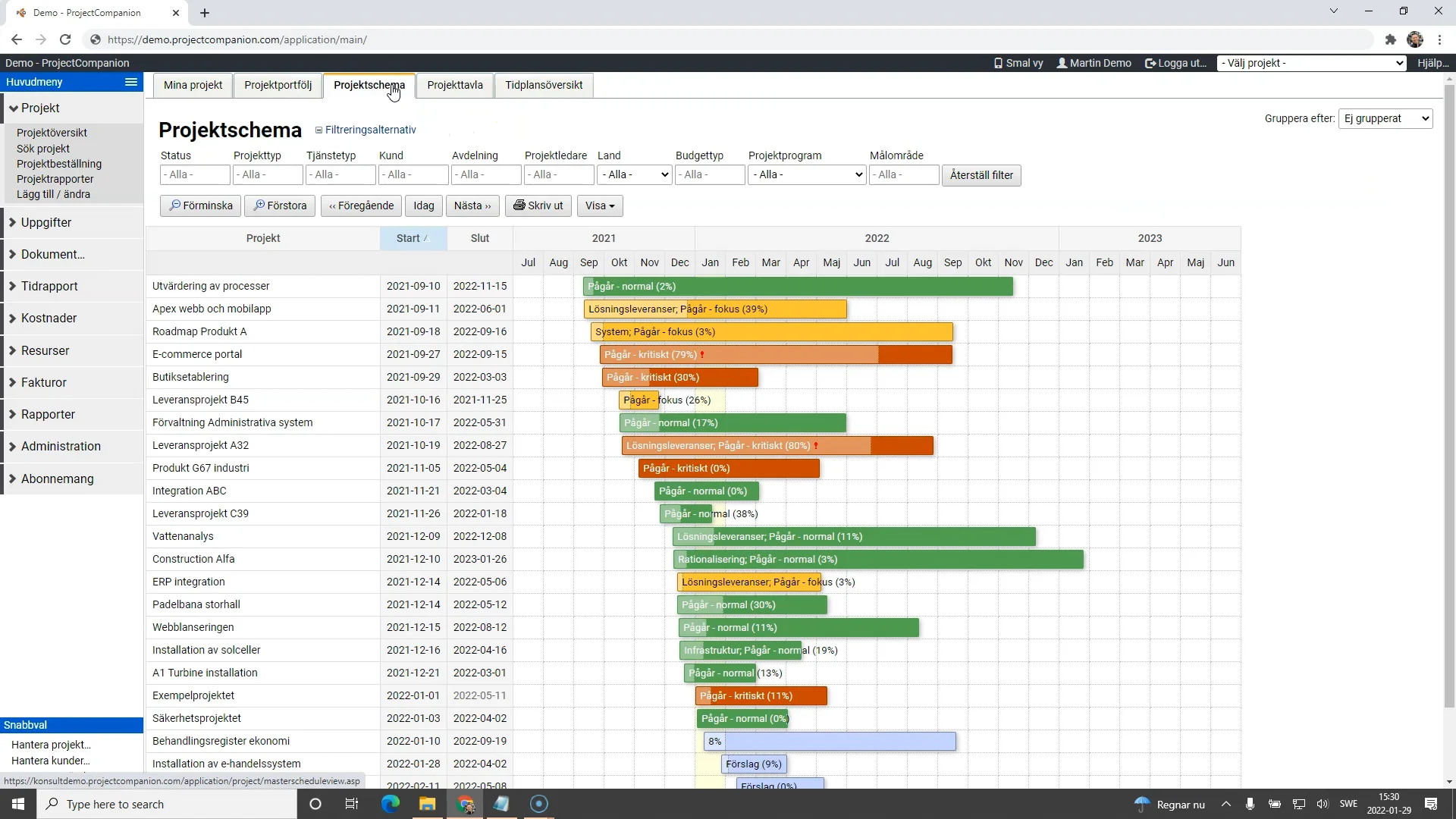 ProjectCompanion funktioner - Filtrera och gruppera projekt on Vimeo