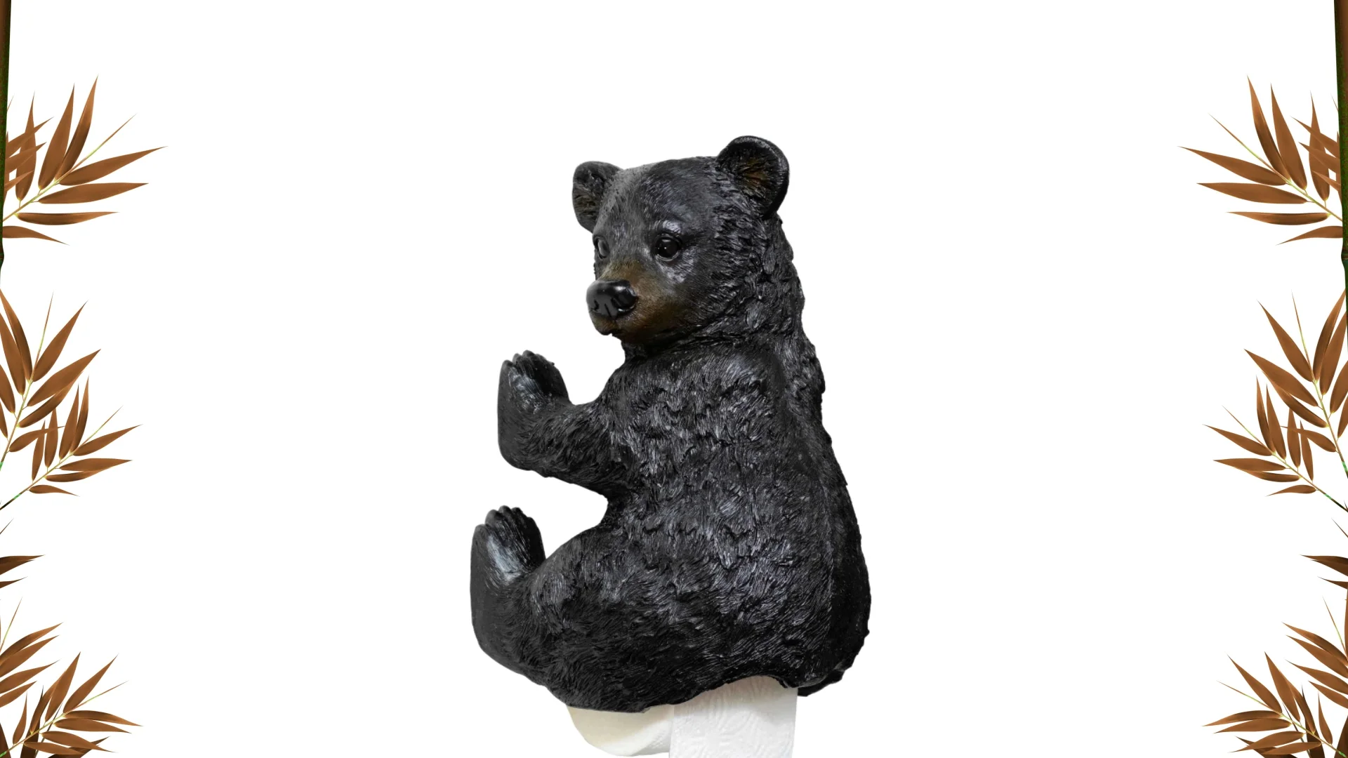 Black Bear Cub Toilet Paper Holder – Rustic Wall-Mounted Bathroom Decor For Cabin, Lodge, Or Country Home