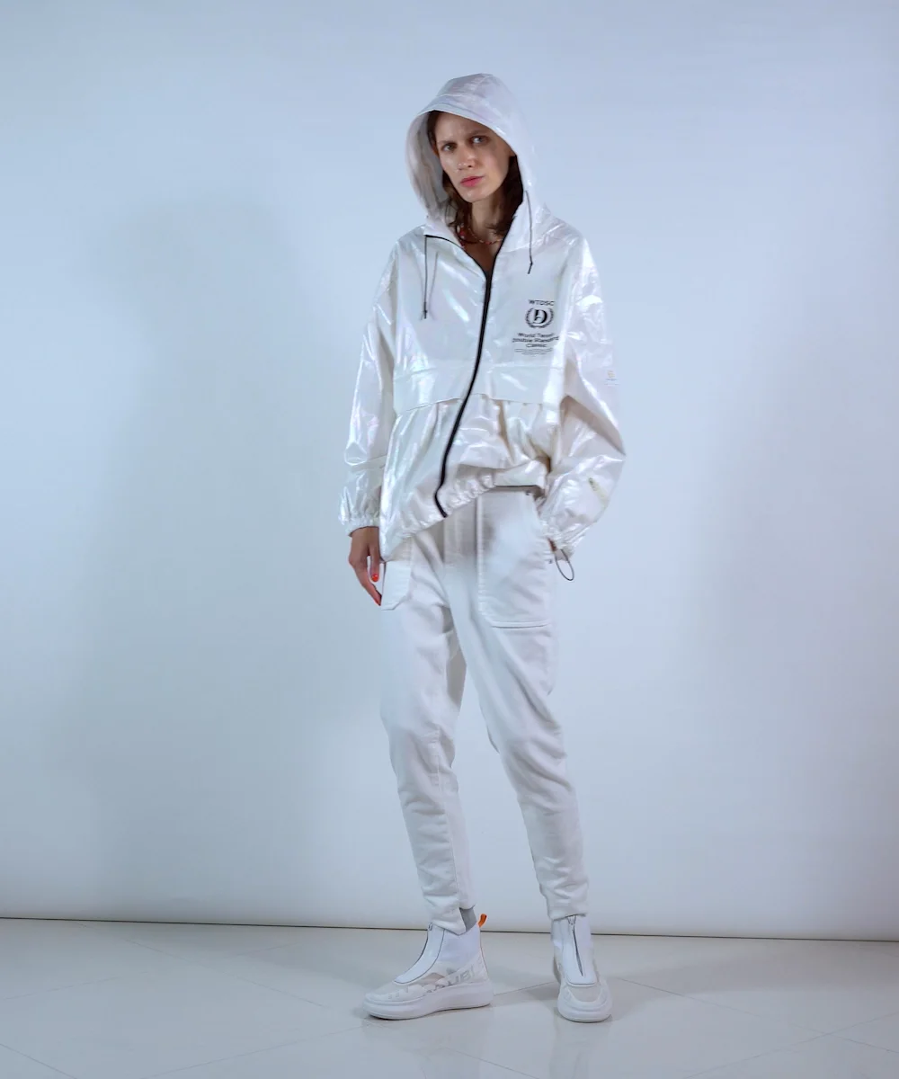 美品 ダブルスタンダードクロージング ホワイトデニム＋ペイントGジャン フリー DOUBLE STANDARD CLOTHING ） ホワイトデニム＋ペイントGジャン