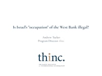Is Israel's "occupation" of the West Bank illegal