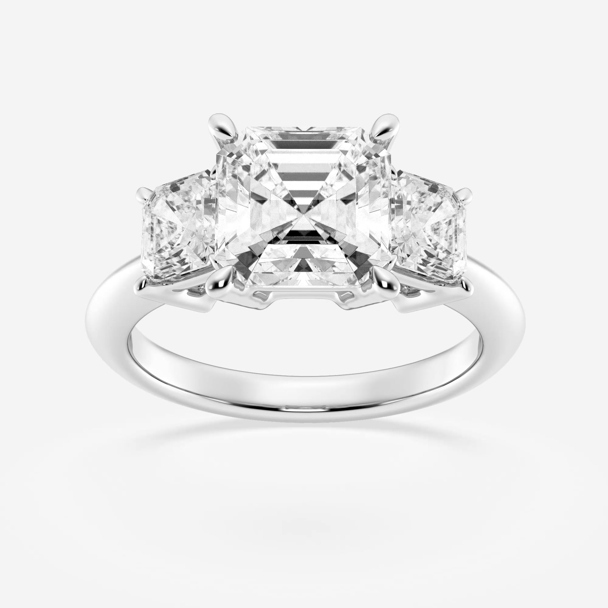 product video for 4 ctw Asscher Lab Grown Diamond Three-Stone Ring