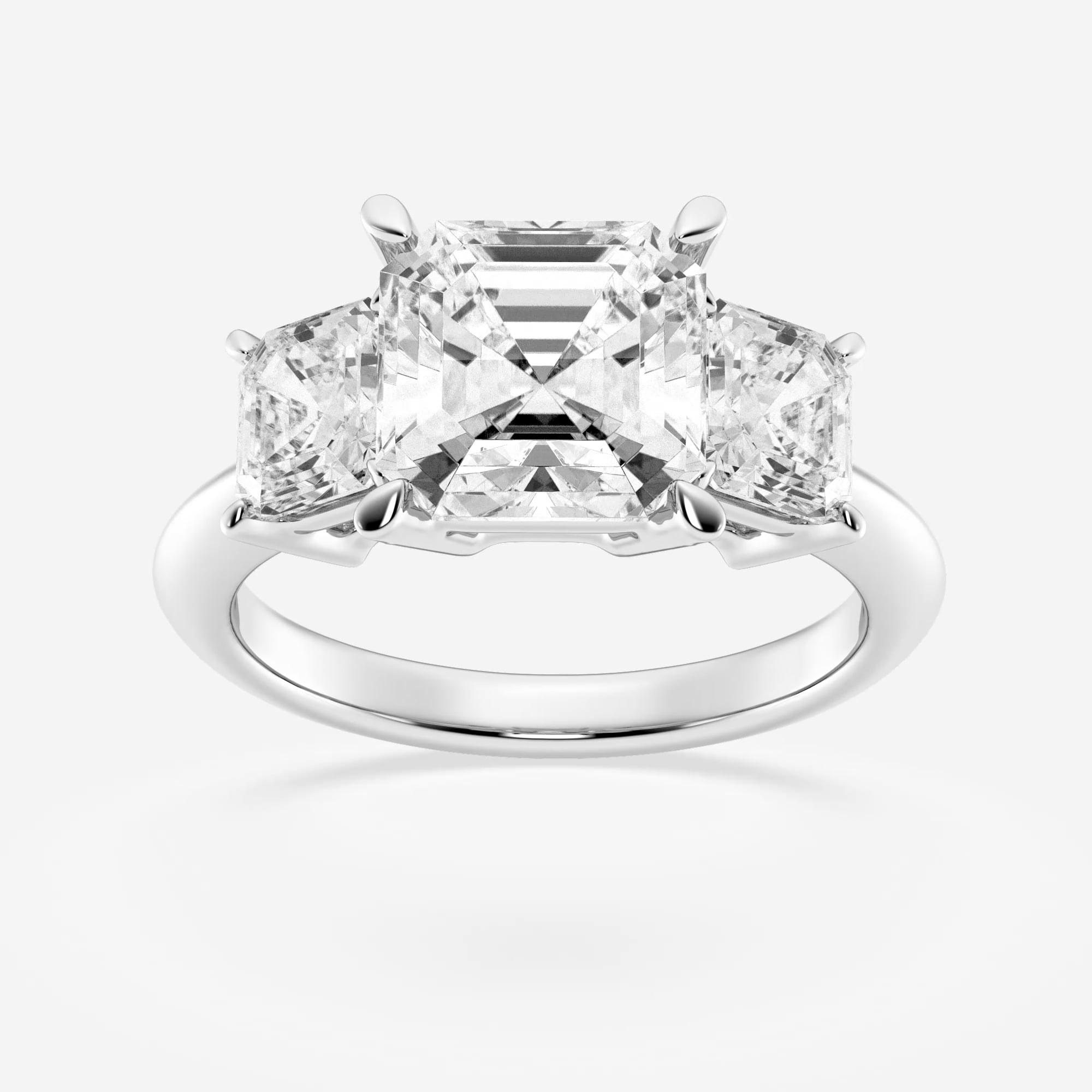 product video for 6 ctw Asscher Lab Grown Diamond Three-Stone Ring