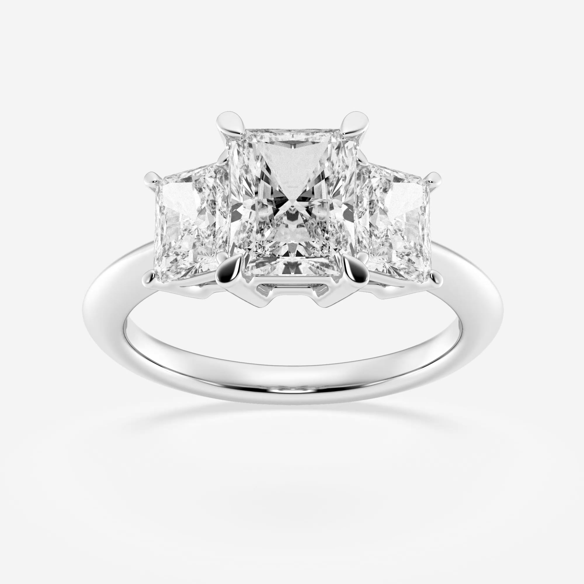 product video for 3 ctw Radiant Lab Grown Diamond Three-Stone Ring