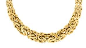 Italian 18kt Yellow Gold Graduated Byzantine Necklace