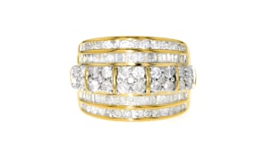 2.00 ct. t.w. Baguette and Round Diamond Multi-Row Ring in 18kt Gold Over Sterling