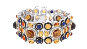 Multi-Stone Bracelet with Enamel in Sterling Silver