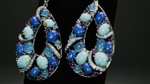 Turquoise and Lapis Drop Earrings with 5.00 ct. t.w. Multi-Stones in Sterling Silver