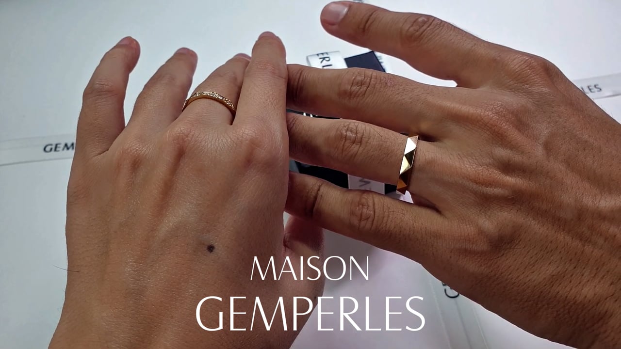 Alliances Triangulaire - Or Jaune & Diamants | Gemperles