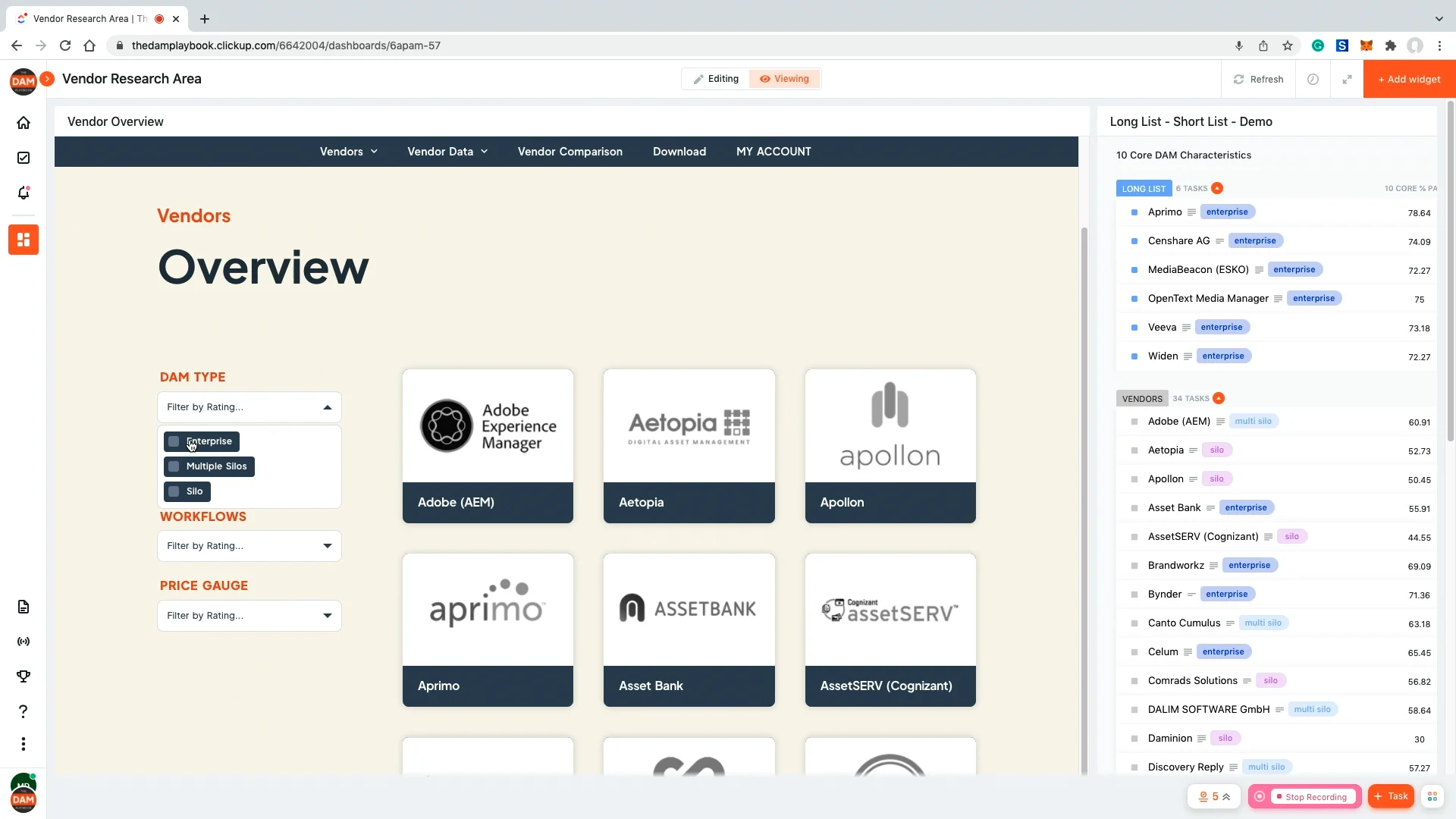 Vendor Long List to Short List on Vimeo