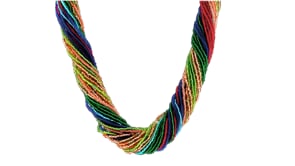 Italian Multicolored Murano Glass Bead Torsade Necklace with 18kt Gold Over Sterling