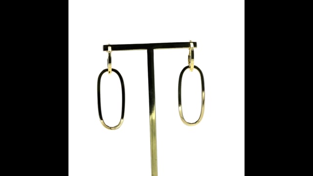 Brinco em Ouro Amarelo Argola Oval com Fio Quadrado